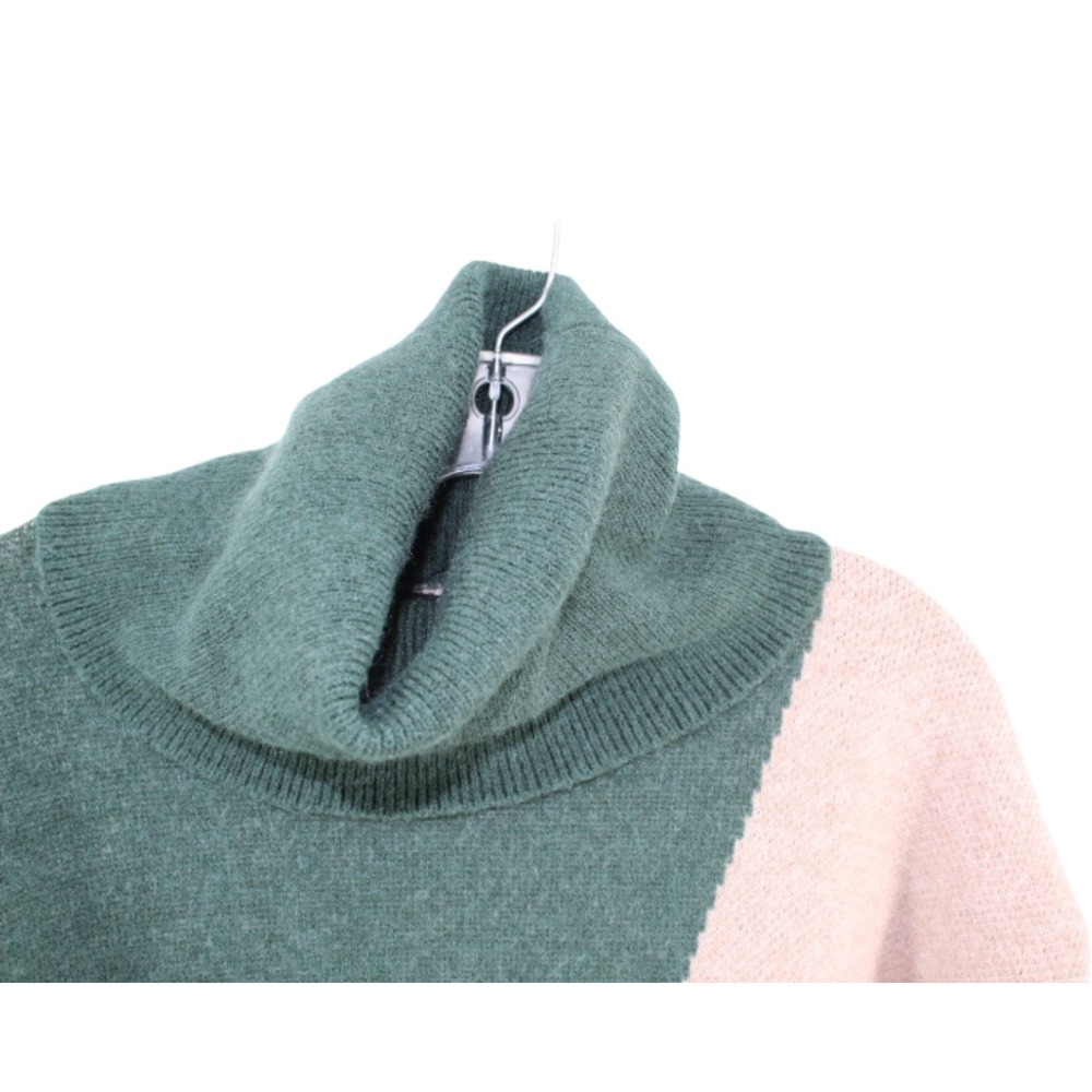 Blu Pepper‎ Oversized Turtleneck Sweater Womens M Color Block Chunky Knit - Picture 5 of 7